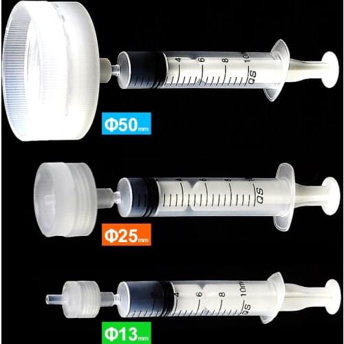 Replaceable membrane syringe filter head 13mm/25mm/50mm removable needle filter head reusable PP filtration without membrane
