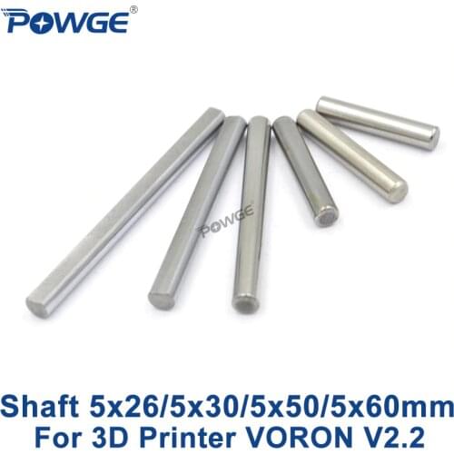 POWGE Steel Rod linear shaft Grind Flat Round Length 26/30/50/60mm Diameter 5mm VORON V2.2 Set Cylinder Chrome Plated Liner axis