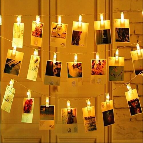 LED Photo Clip String Lights for Room Home Party Bedroom Holiday Decoration Battery USB Powered Photo Clip String Lights