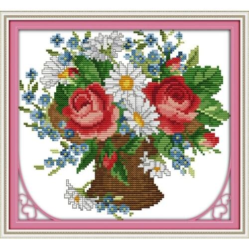 Everlasting Love All Flowers Bloom Together Chinese Cross Stitch Kits Ecological Cotton Printed 11 14CT DIY Christmas Decoration