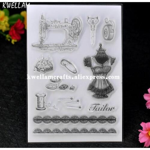 Sewing Machine Hanger Scissors Scrapbook DIY photo cards account rubber stamp clear stamp transparent stamp 11x16cm 7063011