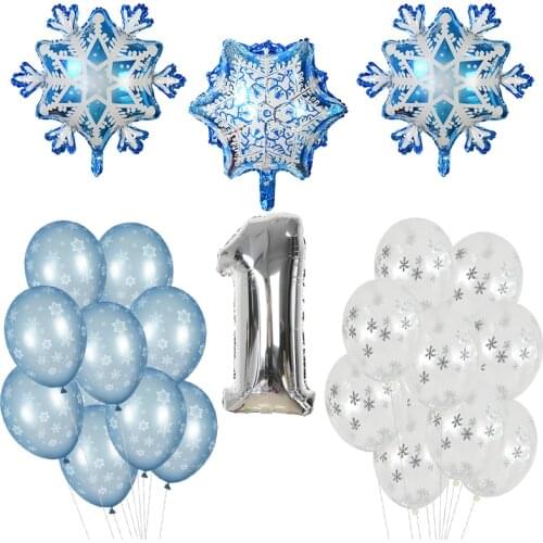 13Pcs/Set Snowflake Digth Balloons Combination Snow Theme Confetti Latex Balloon Christmas Wedding Birthday Party Decoration