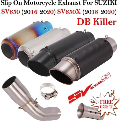 Slip On Motorcycle Exhaust For SUZIKI SV650 SV650X 2016-2020 Years Escape Moto DB Killer Muffler Modified Middle Link Pipe Tube
