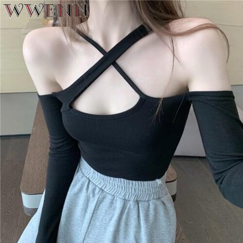 2021 Summer Style Soft Cotton Women Tank Top Fitness Women T shirt Porno Women Cage Strappy Hollow Out Bustier Sexy Tops