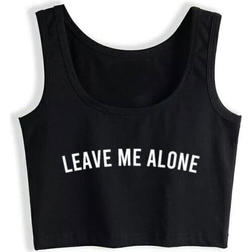 Crop Top Female leave me alone Kawaii Vintage Print Tops Women