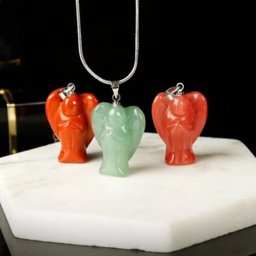 1pc colourful Fashion angel pendant necklace mineral healing crystals jewelry rose quartz meditation holiday party DIY gift