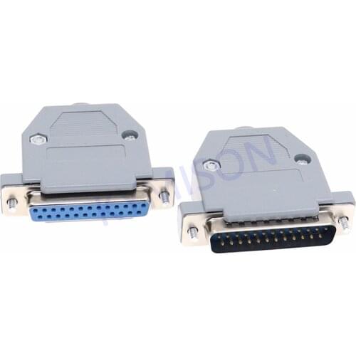 10sets DB25 connector 2Row hole/pin female Male plug port socket adapter D Sub DP25 with shell Cove