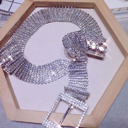 10 Rows Full Rhinestone Shiny Fashion Luxury Chain G Belt Women Waistband Chain Designer Belts for Jeans Pants