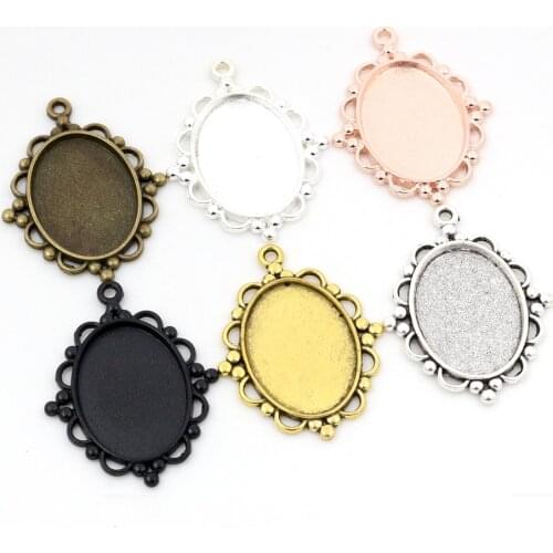 10pcs 18x25mm Inner Size 6 Colors Classic Style Cameo Cabochon Base Setting Charms Pendant necklace findings