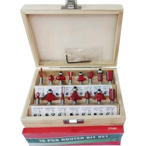 15pcs 6.35mm Router Bit Set Trimming Straight Milling Cutter for Wood Bits Tungsten Carbide Cutting Woodworking