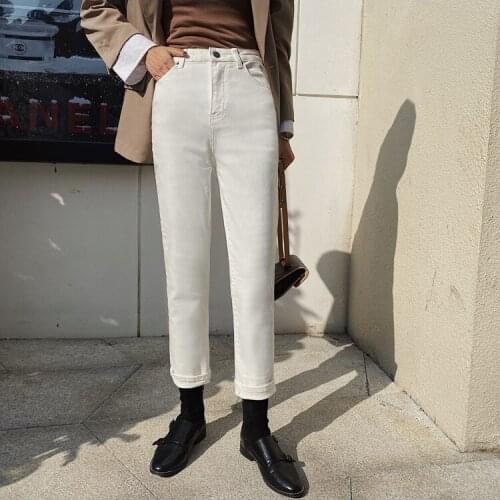 2021 New High Waist Womens Black Jeans Spring Streetwear Straight Vintage Skinny Pants Casual Y2K Versatile Denim Trouser