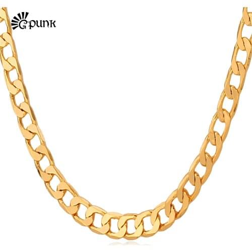 Men Chain Necklace Punk Stainless Steel yellow Gold color / color Chain Necklace For Men Link Chain Hip Hop Style N744G