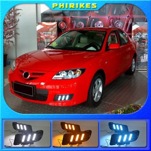 2pcs For Mazda 3 Mazda3 2010 2011 2012 LED DRL Daytime Running Light Daylight yellow turn Signal fog lamp