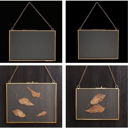 2pcs Double Sided Glass Hanging Photo Frame Flower Plant Display Holder