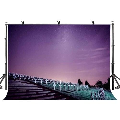 150x220cm Night Still Cemetery View Backdrop Ultra Violet Color Sky Photography Background Studio Props
