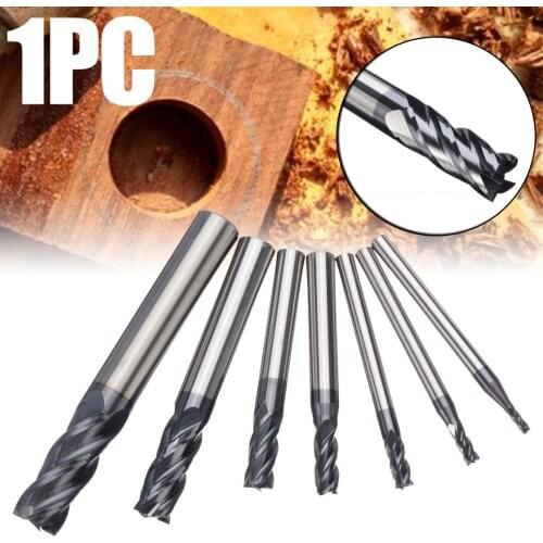 1Pcs 2/3/4/5/6/8mm Solid Carbide Wood Milling Cutter 4 Flute Straight Shank End Mill For CNC Cutter Wood Metal Cutting Tool
