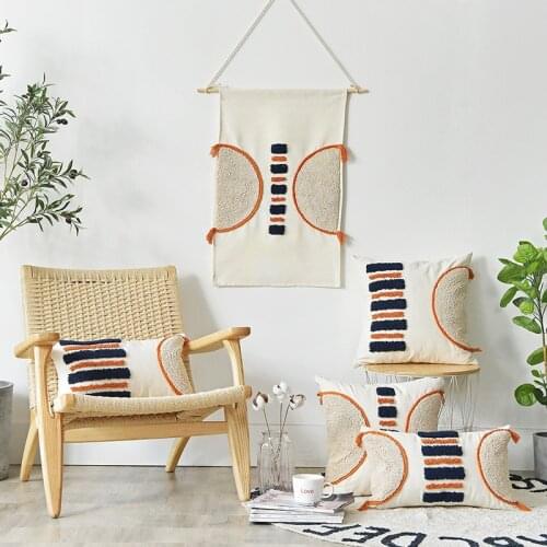 Nordic Geometric Hanging Tapestry Vintage Boho Macrame Loop Knitting Ornament Fabric Hotel Dorm Blanket Home Office Wall Decor