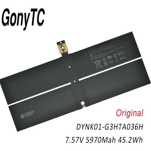 GONYTC DYNK01 Laptop Battery For Microsoft Surface Laptop 1769 G3HTA036H 7.57V 45.2WH/5970mAh 2 Type Connector