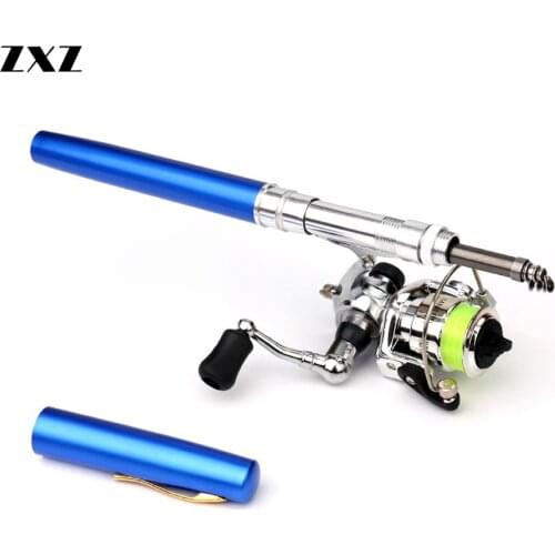 Outdoor Camping Aluminium Alloy 1M Mini Pocket Ice Fishing Rod Set with Reel Portable Reinforced Spinning Wheels for Fish T4