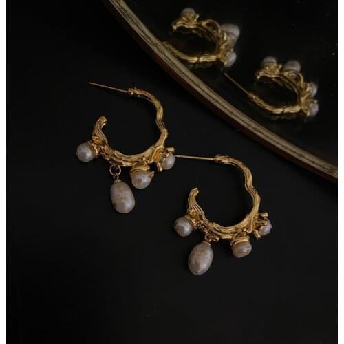 Korea Pearl C Ring Earrings Elegant and Sweet French High Earrings Female