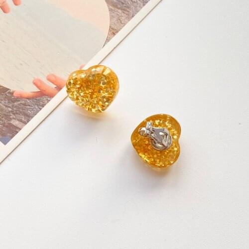 Colorful Love Earring No Hole Ear Clips Beautiful Heart Clip On Earring Without Piercing Minimalist Earrings Jewelry CE911