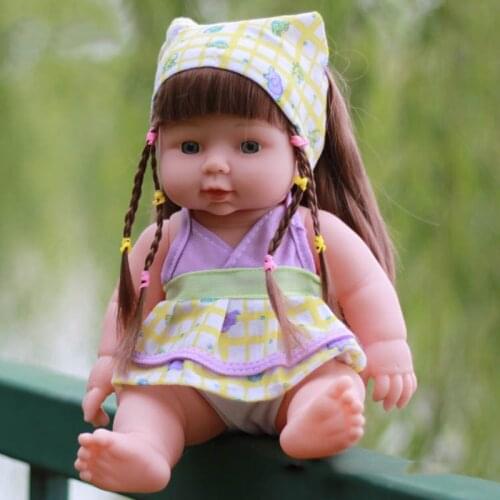 30CM Lovely Baby Reborn Dolls Soft Vinyl Children Cheap Toys Birthday Festival Gifts with Straight Pigtail