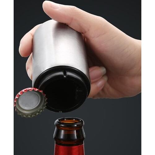Magnet-Automatic Beer Bottle Opener Juice Drinking Cap Opener Seamless Capping Artifact with Cap Catcher Picnic Camping Barbecue