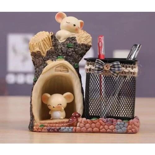 Cute Pastoral Mouse Pen Holder Student Creative Decoration Cute Student Day Gift Desktop Large Capacity Pen Holder