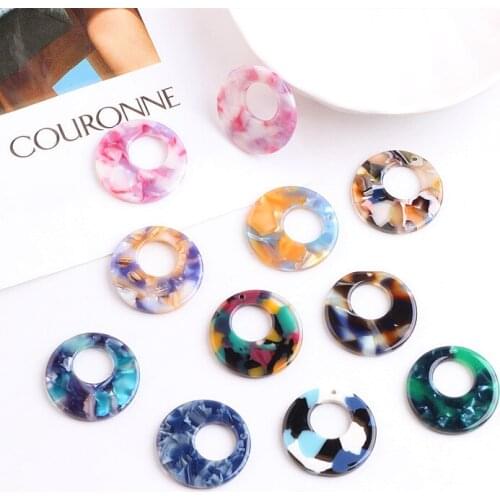 Min order 30pcs/lot color retro style round shape acrylic material fashion beads chams diy jewelry earing pendant accessory