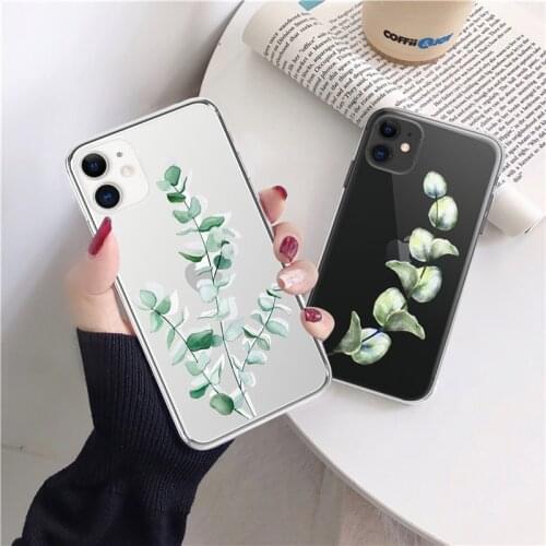 Fashion Tree leaf Phone Case For iPhone 12 11 Pro Max XS Max XR X 7 8 6 6S Plus 12 Mini 5 5S SE 2020 Cute Soft Clear Back Cover