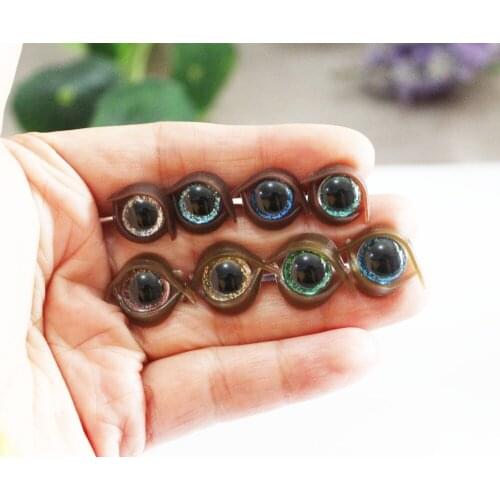 100set---diy cute 9mm/10mm/11mm/12mm tiny round plastic clear toy safety eyes + glitter Nonwovens + brown eyelid + hard washer