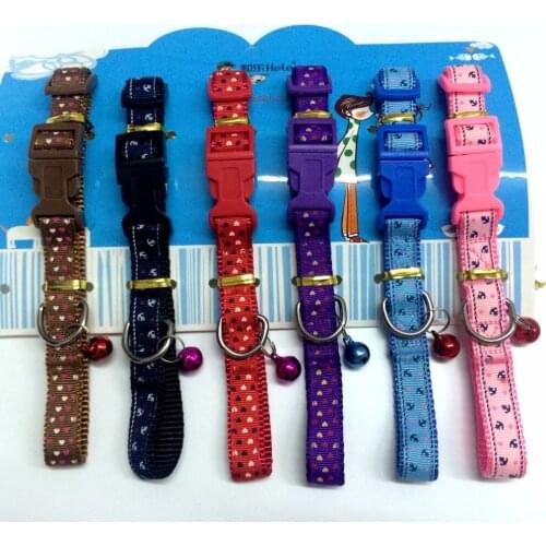 Dog Cat Pet Collar 1.5W Nylon Collar 6PCS/card Embroidery Pattern Nylon Pet Puppy Dog Cat Collar Teddy Wholesale