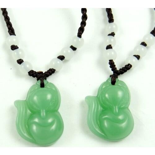 Unique Natural aventurine stone carved fox pendant Gem stone charm Necklace for women Fashion Jewelry making Free shipping 1PCS
