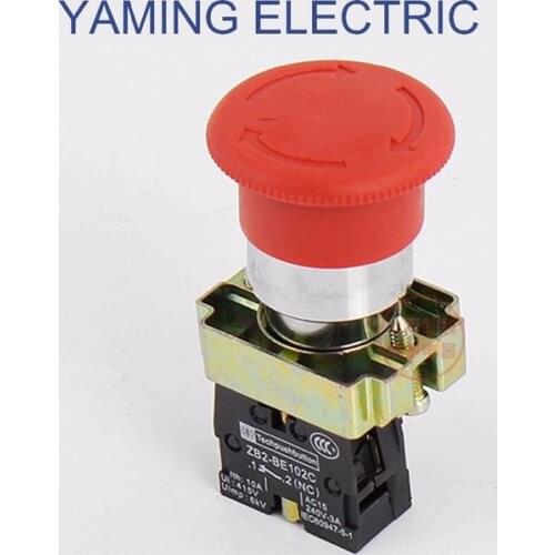 5pcs P60 Mushroom head power switch emergency stop 10A 22mm push button switch (ZB2) XB2-BS542 XB2-BS442 XB2-BS542C