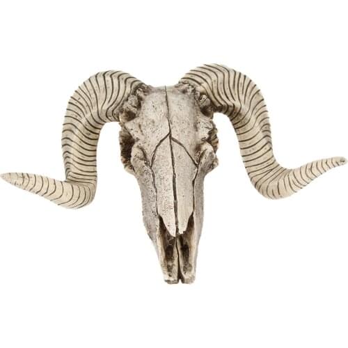 Resin Craftwork Ram Sheep Skull Big Horns Office Wall ing Decoration