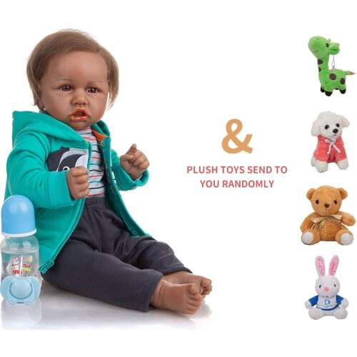 KEIUMI 23 Inch Lifelike Reborn Baby Doll Cloth Body Tan Skin 57CM Lovely Baby Girl Doll For Childrens Gifts Christmas Presents