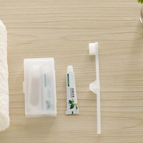 Adult Travel Folding Toothbrush Toothpaste Kit with Clear Storage Case Oral Care Q81B