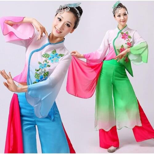 Chinese style hanfu yangko dance clothes squares fan dance national dance clothes stage dance costume