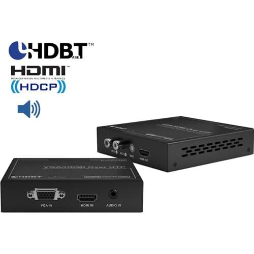 VGA HDMI HDbaset extender 2-in-1 HDMI VGA to HDMI Scaler converter with HDbaset&audio up to 100m 330ft