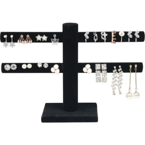 Jewelry Display Shelf Earrings Necklace Holder Stud Earring Accessories Storage Rack Jewelry Necklace Display Black24.8x17x7.5cm