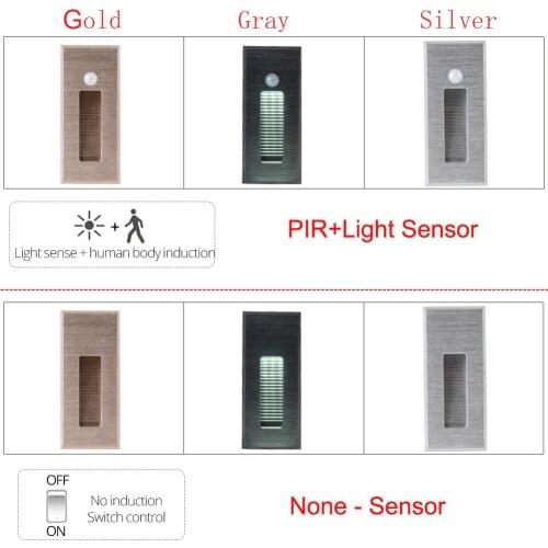 Retro Recessed LED Stair Light 100-240V PIR Infrared Motion Sensor Wall Sconce Lighting Indoor Step Stairway Cabinet Footlight