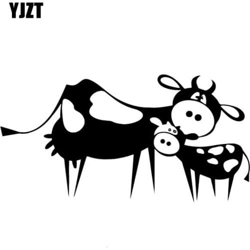YJZT 17.1CM*8.7CM Cow Lovely Cartoon Pattern Car Sticker Decor Car Trunk Vinyl Decal Black/Silver C4-2579