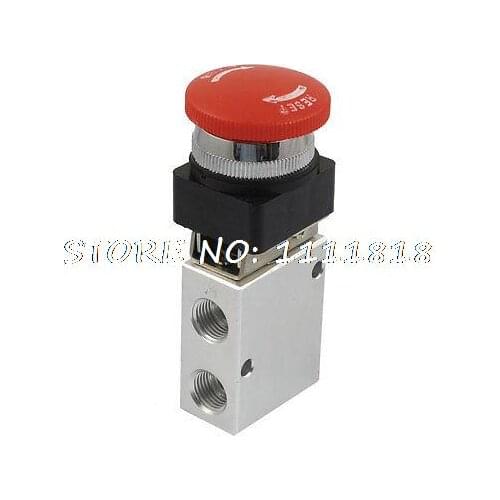 1/4 PT Latching Red Mushroom Button 3/2 Way Pneumatic Mechanical Valve JM-322EB