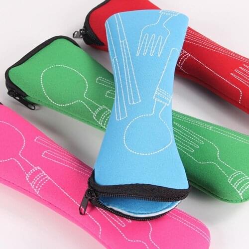 1PC Tableware Bag Washable with Zipper Travel Cutlery Kit Case Portable Pouch For Dinner Travel Camping Tableware Household Tool