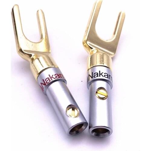 10pcs Musical Gold-Plated Cable Wire Pin Y spade Fork Spade Audio Terminals Plugs Banana Plug Connectors