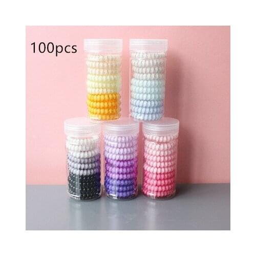 100pcs/lot Korean Lady Color Gradual Change Telephone Line Telephone Wire Line Headband Elastic Hairban Hair Braiders