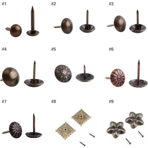100pc Vintage Upholster Nails Bronze Metal Tag Furniture Sofa Shoe Door Decorative Tack Stud