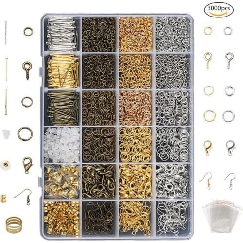 3000 PCs Silver Gold Bronze Color Alloy Open Jump Rings For DIY Jewelry Making Components Mixed 1 Box