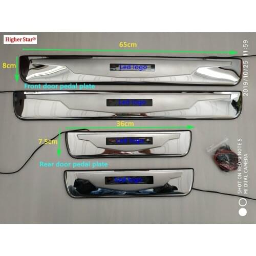 4pcs Stainless steel car door sills decorative plate,pedal protection plate with led light logo for Honda Accord 7th 2003-2007