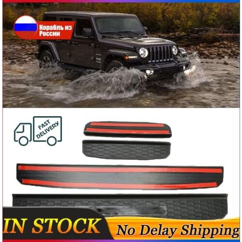 4pcs/set Car Interior Door Sill Entry Guards Protector 4-Door Accessories Door Plate Cover Sill For Jeep Wrangler JL 2018 2019